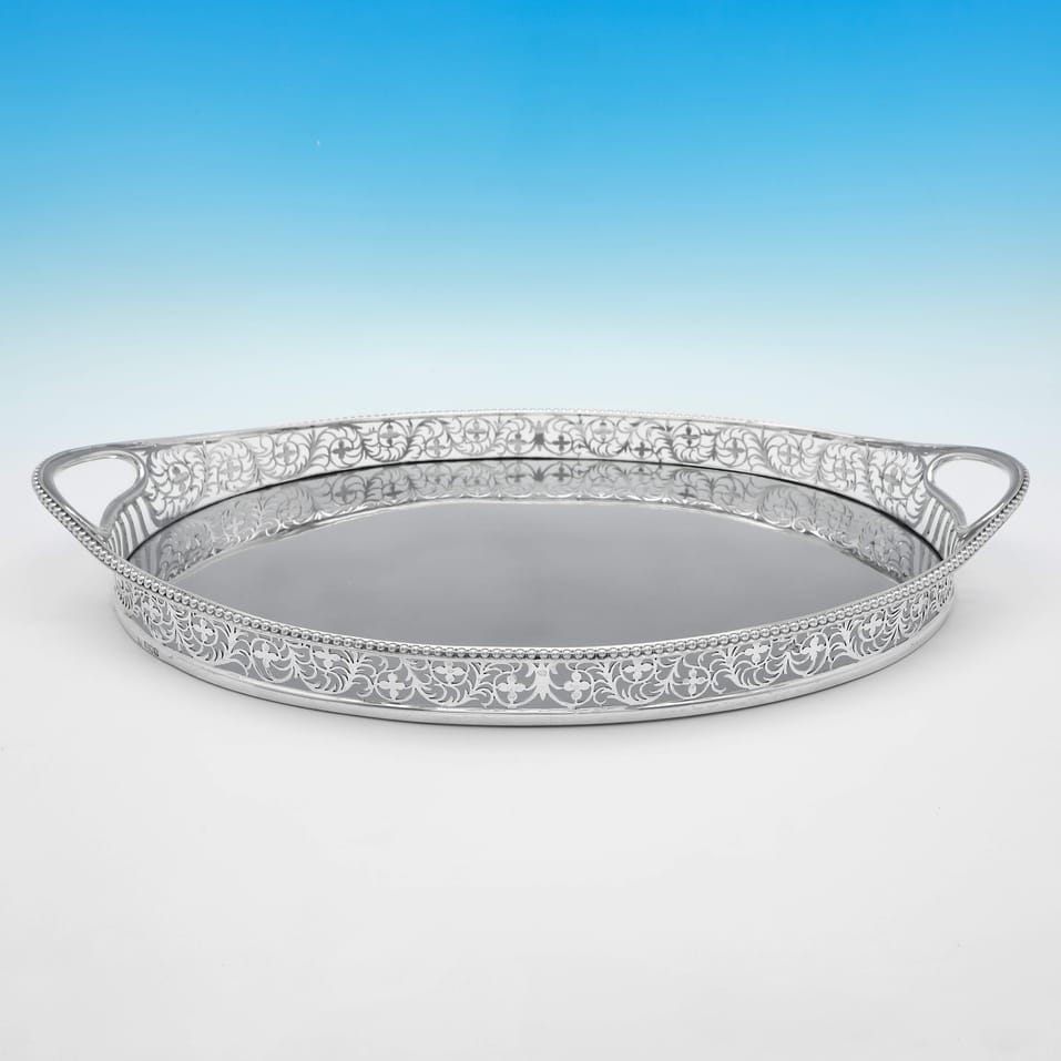 Antique Sterling Silver Gallery Tray - Charles Stuart Harris, hallmarked in 1899 London - Victorian - Image 2