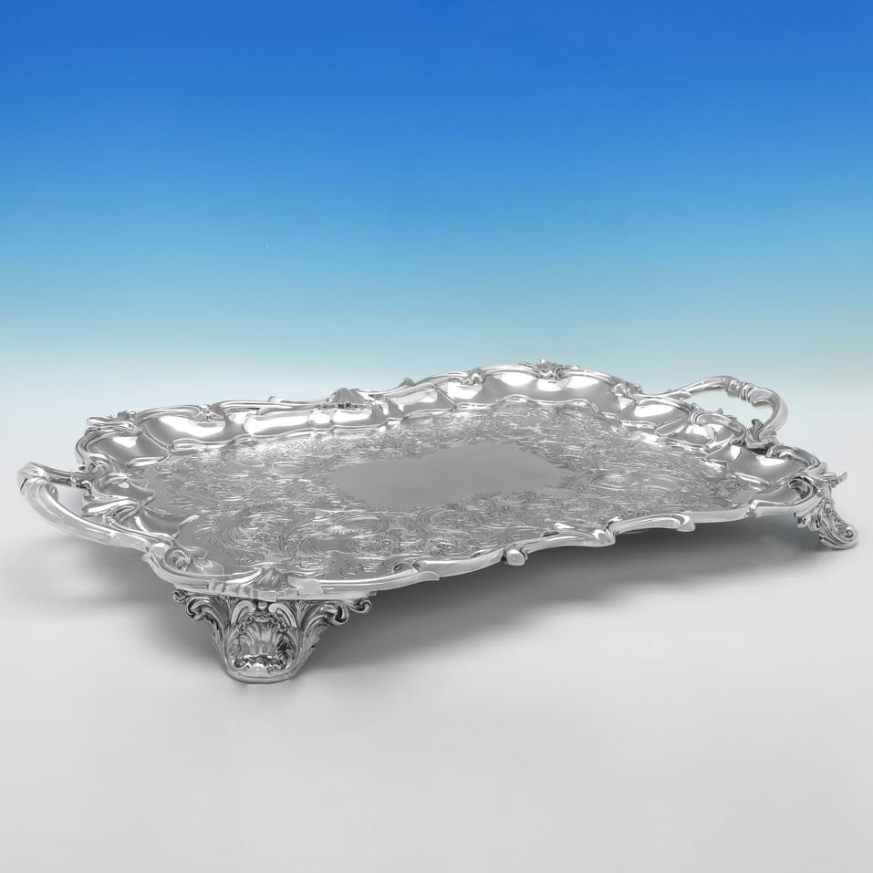 Antique Sterling Silver Tray - Edward Barnard & Sons, hallmarked in 1838 London - Victorian - Image 2