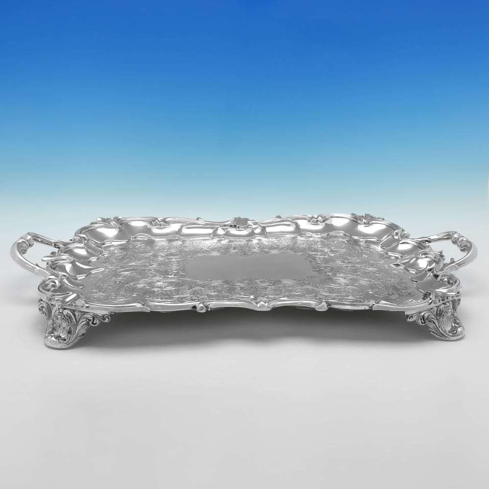 Antique Sterling Silver Tray - Edward Barnard & Sons, hallmarked in 1838 London - Victorian - Image 3