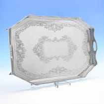 Antique Sterling Silver Gallery Tray - Sibray, Hall & Co., hallmarked in 1896 Sheffield - Victorian - Thumbnail 1