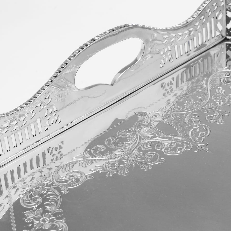 Antique Sterling Silver Gallery Tray - Sibray, Hall & Co., hallmarked in 1896 Sheffield - Victorian - Image 5