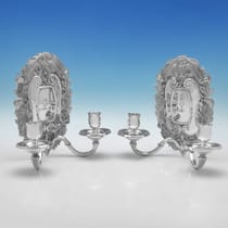 Britannia Standard Silver Pair of Wall Sconces - Asprey & Co. Ltd., hallmarked in 1955 London - Elizabeth II - Thumbnail 1