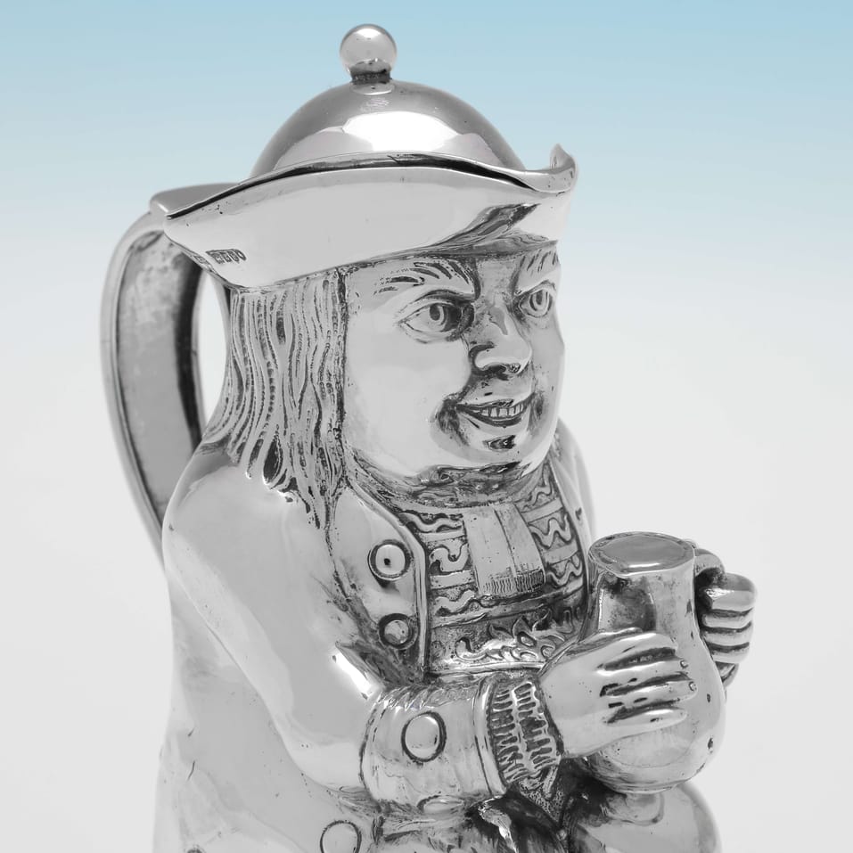 Antique Sterling Silver 'Toby Jug' - John George Piddington, hallmarked in 1902 London - Edwardian - Image 5