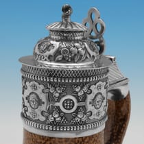 Antique Sterling Silver & Tigerware Jug - Nathan & Hayes, hallmarked in 1911 Chester - George V - Thumbnail 3