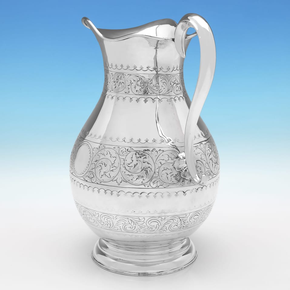 Antique Sterling Silver Large Water jug - James Jay, hallmarked in 1898 London - Victorian - Image 3