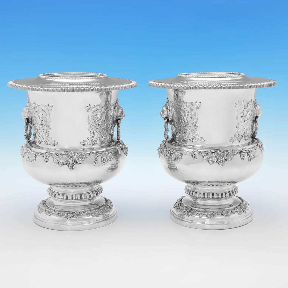 Sterling Silver Pair of Wine Coolers - Garrard & Co., hallmarked in 1973 London - Elizabeth II