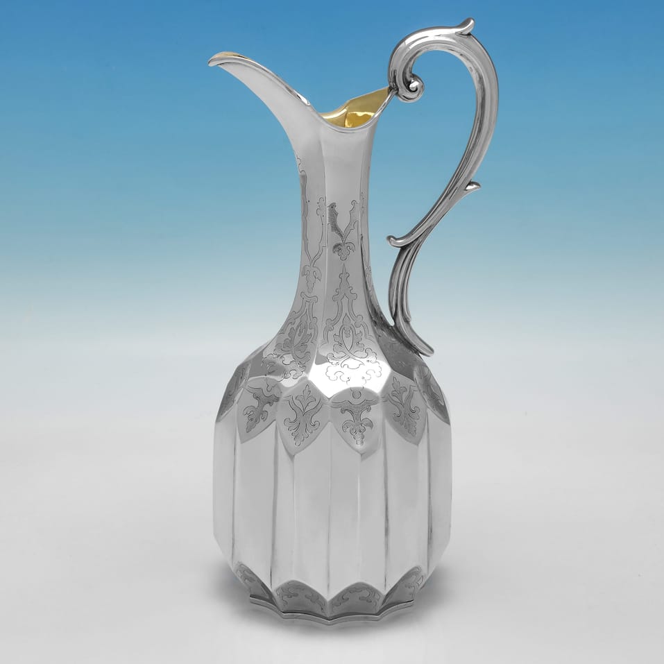 Antique Sterling Silver Wine Ewer - Joseph Angell, hallmarked in 1851 London - Victorian